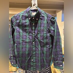 Crewcuts black watch plaid button down, boys size 10